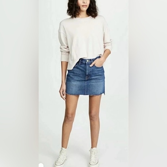 Frame Denim Olivio Le High Rise Mini Skirt With Raw Hem Size 30 - Picture 1 of 12
